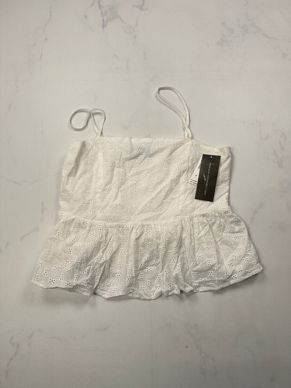 French Connection Eyelet Camisole Blouse White Modern Romantic - Womens M